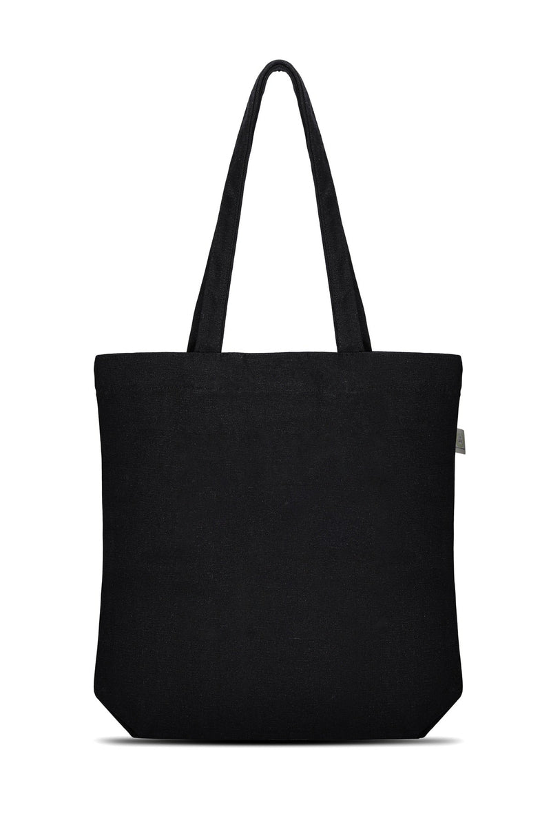 Premium Cotton Canvas Tote Bag- Peace & Love Black | Verified Sustainable Tote Bag on Brown Living™
