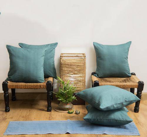 Buy Premium Emerald Green Cotton Cushion Cover - Set of 2 & 5 | Shop Verified Sustainable Covers & Inserts on Brown Living™