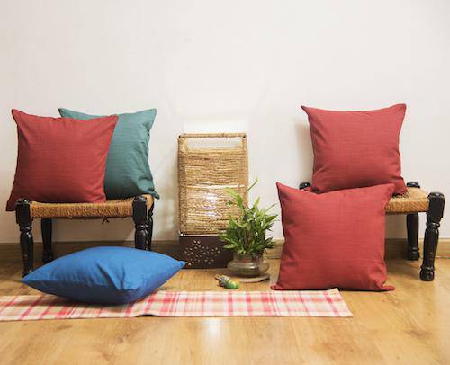 Buy Premium Jade blue Cotton Cushion Cover - Set of 2 & 5 | Shop Verified Sustainable Products on Brown Living