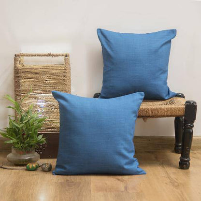 Premium Jade blue Cotton Cushion Cover - Set of 2 & 5 | Verified Sustainable by Brown Living™