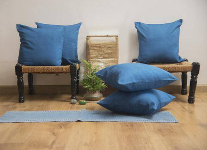 Premium Jade blue Cotton Cushion Cover - Set of 2 & 5 | Verified Sustainable by Brown Living™