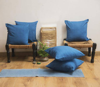 Premium Jade blue Cotton Cushion Cover - Set of 2 & 5 | Verified Sustainable by Brown Living™