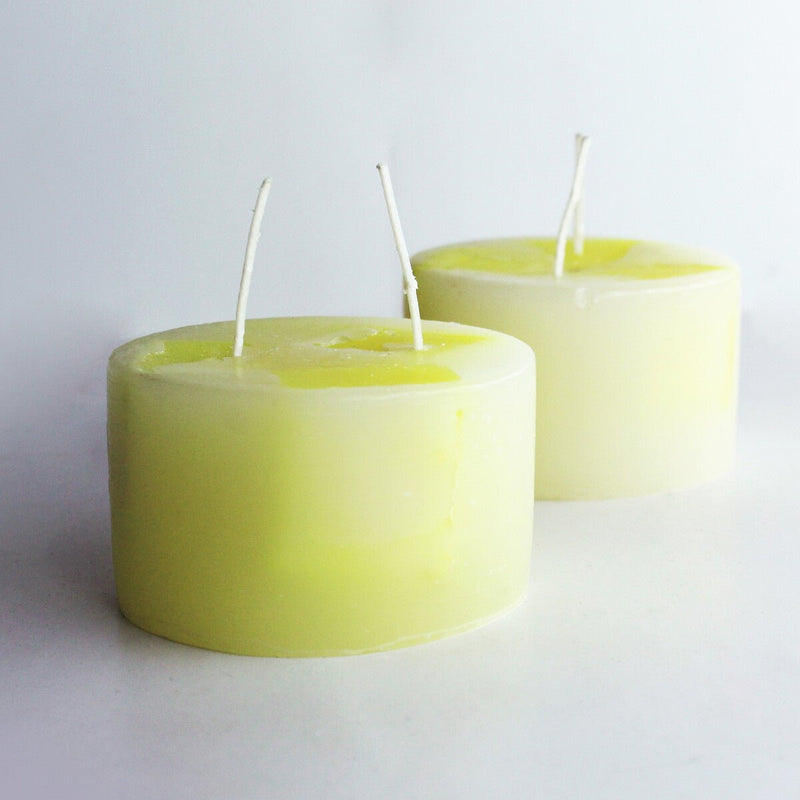 Buy Premium, Perfumed Green Pillar Candle- Set Of 2 | Shop Verified Sustainable Products on Brown Living