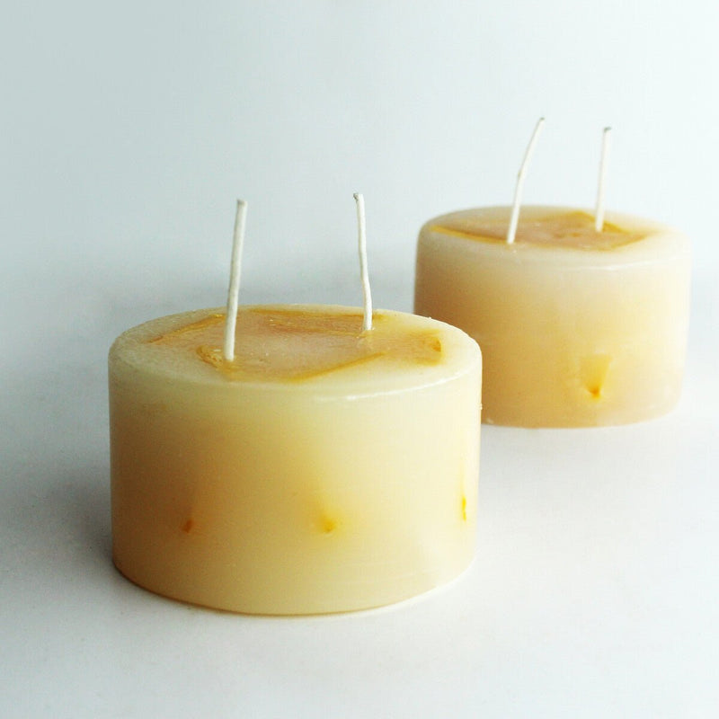 Buy Premium, Perfumed Yellow Pillar Candle- Set Of 2 | Shop Verified Sustainable Products on Brown Living