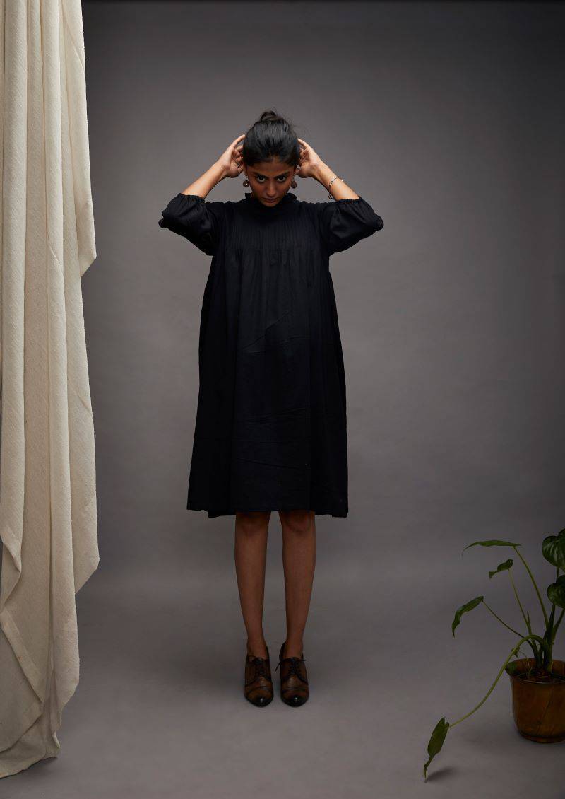 Buy Pretty Pintuck Dress - Black | Shop Verified Sustainable Products on Brown Living