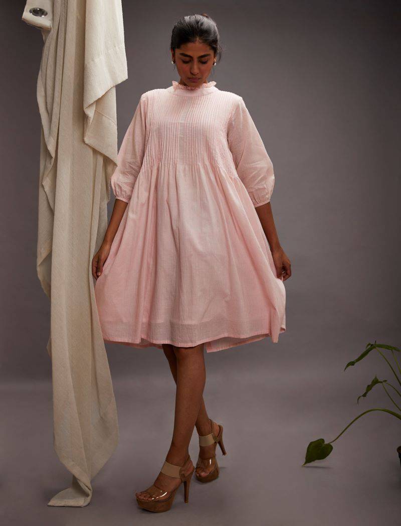 Buy Pretty Pintuck Dress - Pink | Shop Verified Sustainable Womens Dress on Brown Living™