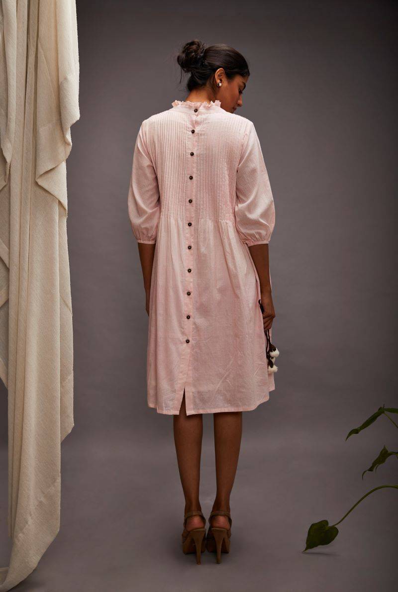Buy Pretty Pintuck Dress - Pink | Shop Verified Sustainable Womens Dress on Brown Living™