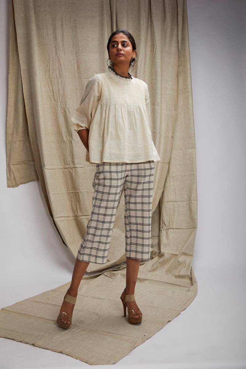 Buy Pretty Pintuck Top - Beige | Shop Verified Sustainable Products on Brown Living