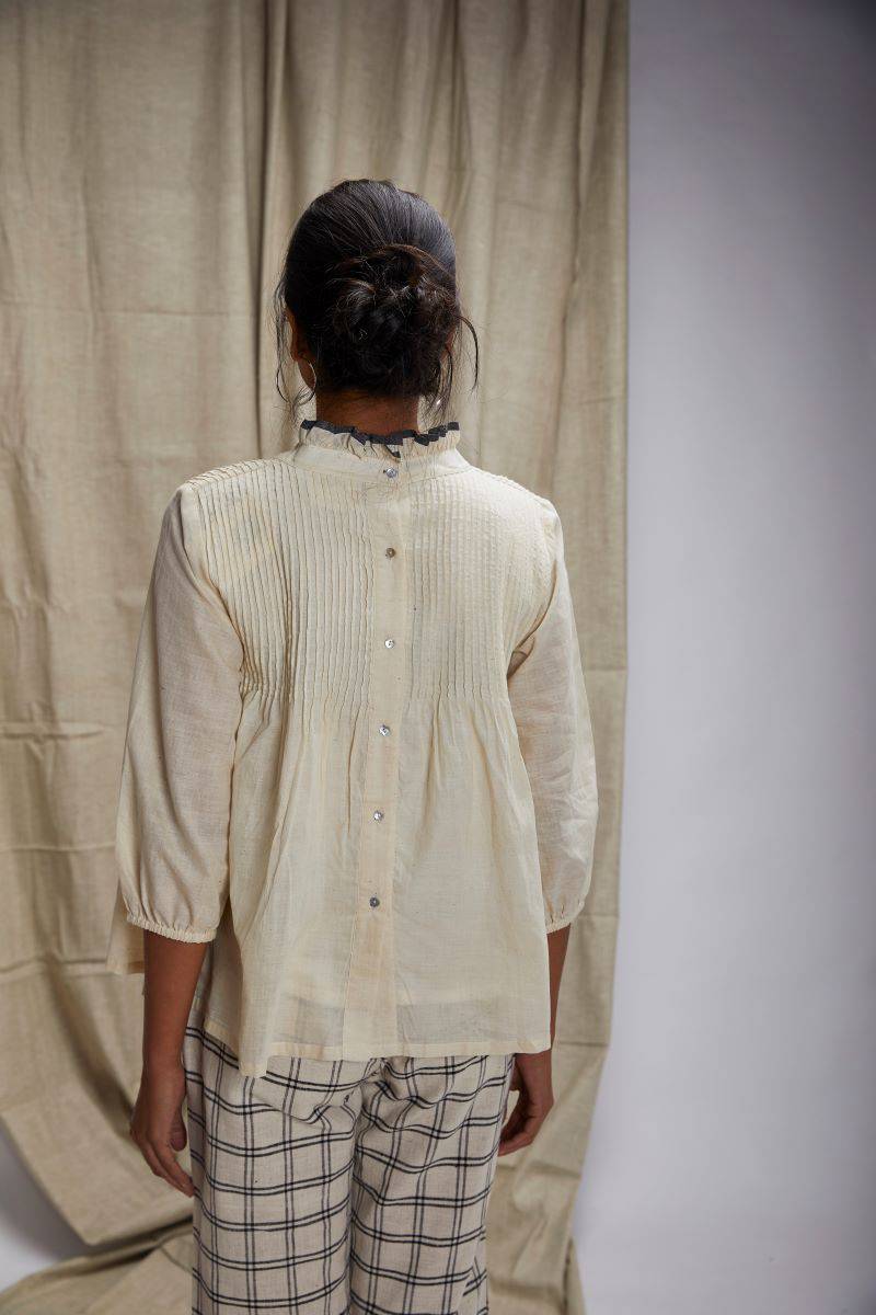 Buy Pretty Pintuck Top - Beige | Shop Verified Sustainable Products on Brown Living