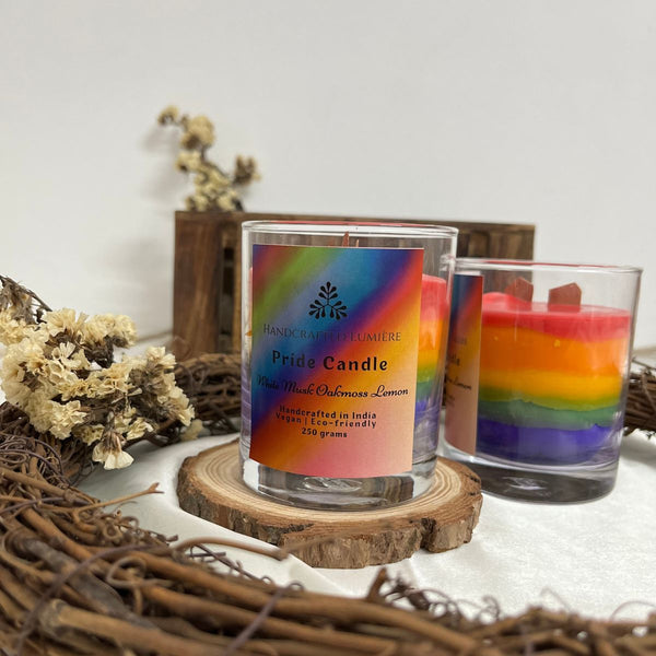Buy Pride Candle | White Musk Oakmoss Lemon | Shop Verified Sustainable Candles & Fragrances on Brown Living™