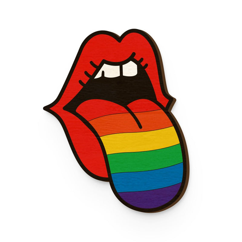 Buy Pride Tongue Hand Painted Wooden Magnet | Shop Verified Sustainable Womens earrings on Brown Living™