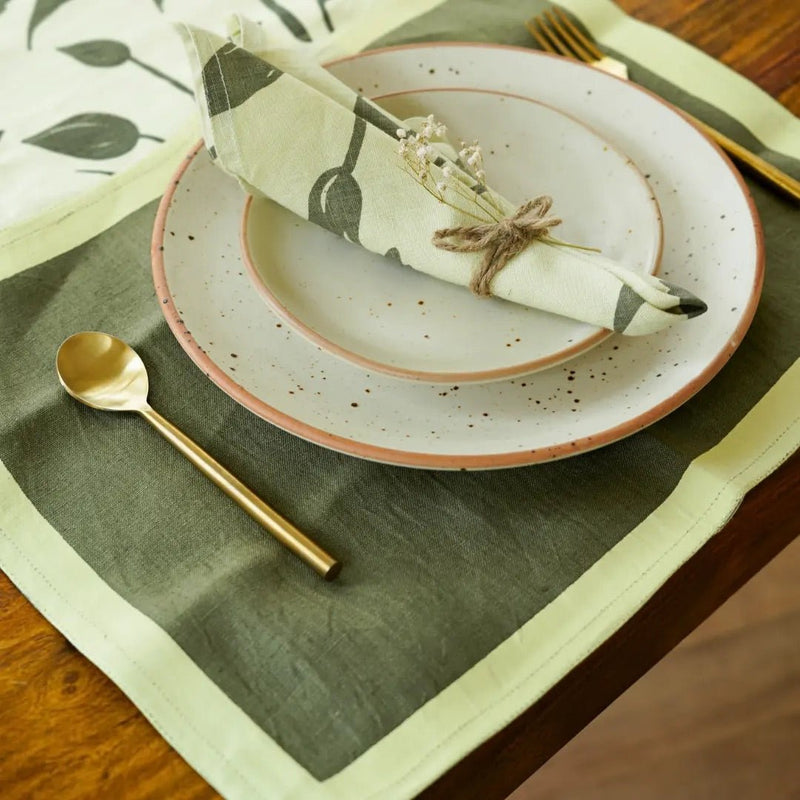 Buy Printed Table Mat Set | Pure Hemp | Set of 2,4 & 6 | Shop Verified Sustainable Table Linens on Brown Living™