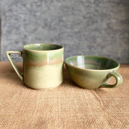 Prithvi Mug | Shades of Green | Hand glazed | Microwave Proof | Verified Sustainable by Brown Living™