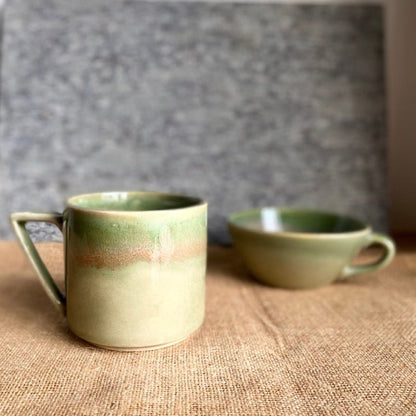 Prithvi Mug | Shades of Green | Hand glazed | Microwave Proof | Verified Sustainable by Brown Living™