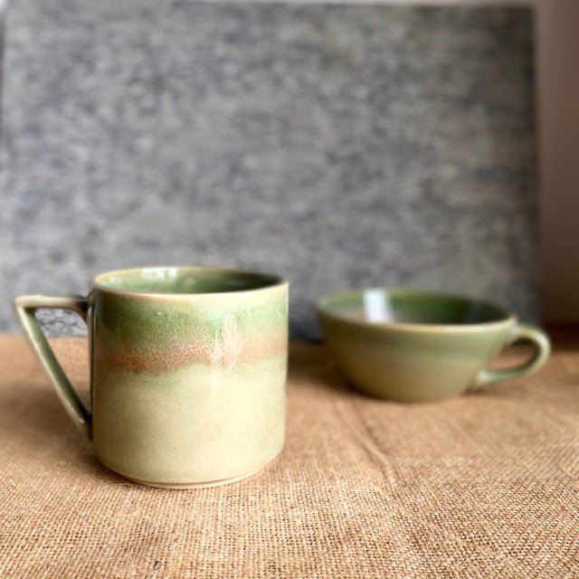 Buy Prithvi Mug | Shades of Green | Hand glazed | Microwave Proof | Shop Verified Sustainable Products on Brown Living