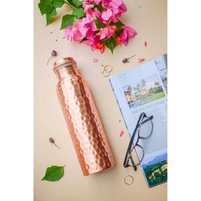 Pure Hammered Copper Bottle | FREE Cotton bag - Taal Mell | Verified Sustainable by Brown Living™