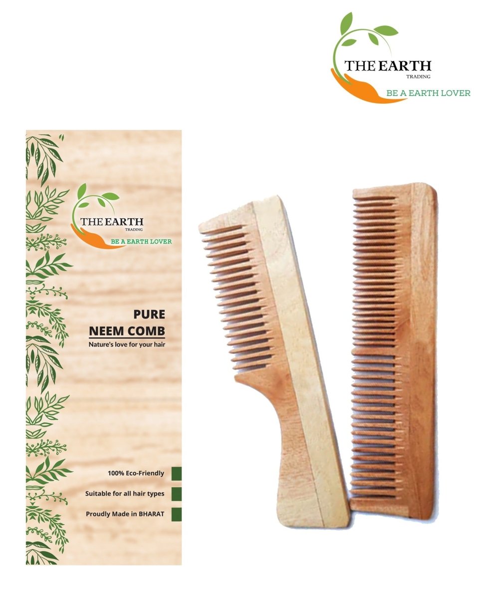 Pure Kacchi Neem Wood Comb Pack Combo - 03 (Pack of 2) | Verified Sustainable by Brown Living™