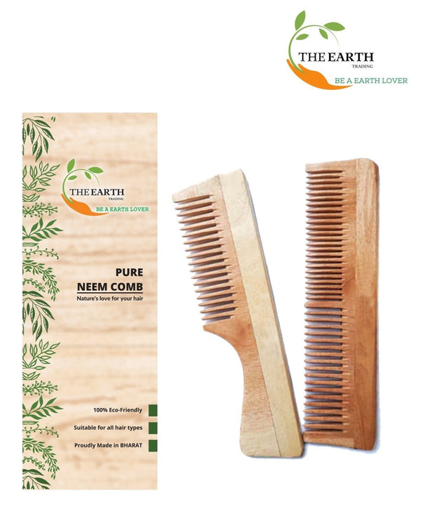 Pure Kacchi Neem Wood Comb Pack Combo -03 (Pack of 2) | Verified Sustainable Hair Comb on Brown Living™