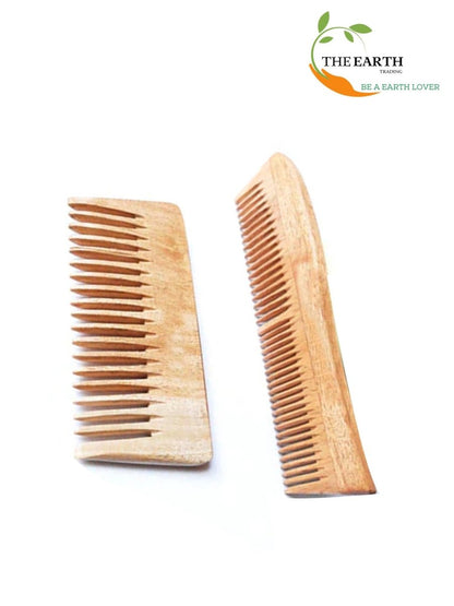 Pure Kacchi Neem Wood Comb Pack Combo - 04 (Pack of 2) | Verified Sustainable by Brown Living™