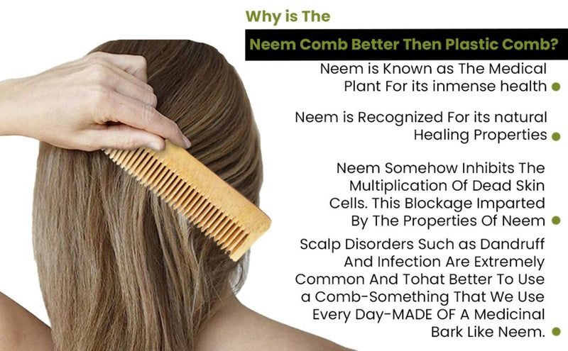 Pure Kacchi Neem Wood Detangle Comb Full Length | Verified Sustainable Hair Comb on Brown Living™