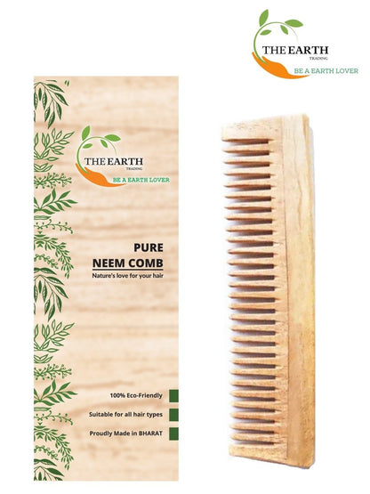 Pure Kacchi Neem Wood Detangle Comb Full Length | Verified Sustainable by Brown Living™