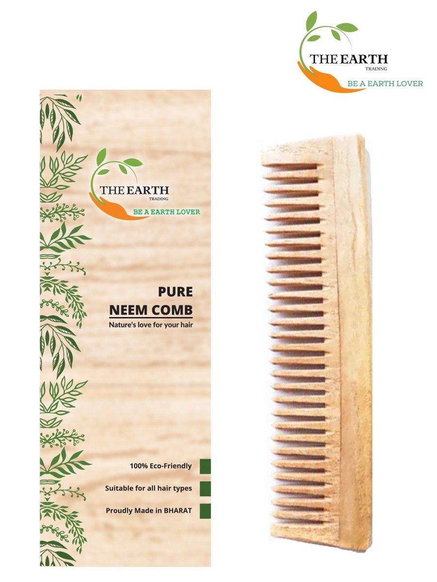 Pure Kacchi Neem Wood Detangle Comb Full Length | Verified Sustainable by Brown Living™