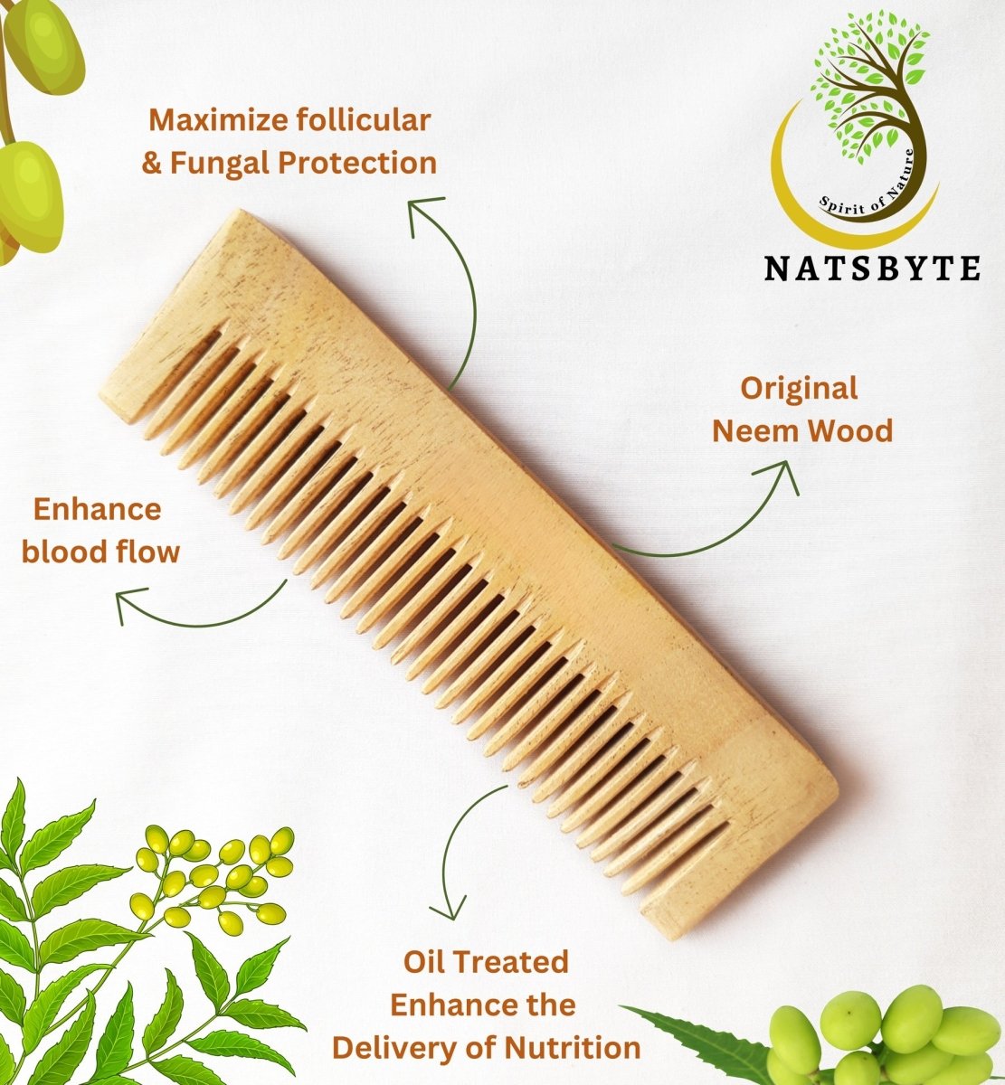 Pure Kacchi Neem Wood Pocket Size Comb | Verified Sustainable by Brown Living™