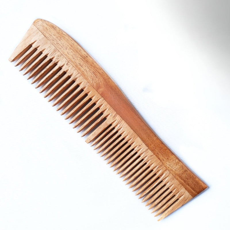 Pure Kacchi Neem Wood Regular Curve Comb | Verified Sustainable Hair Comb on Brown Living™