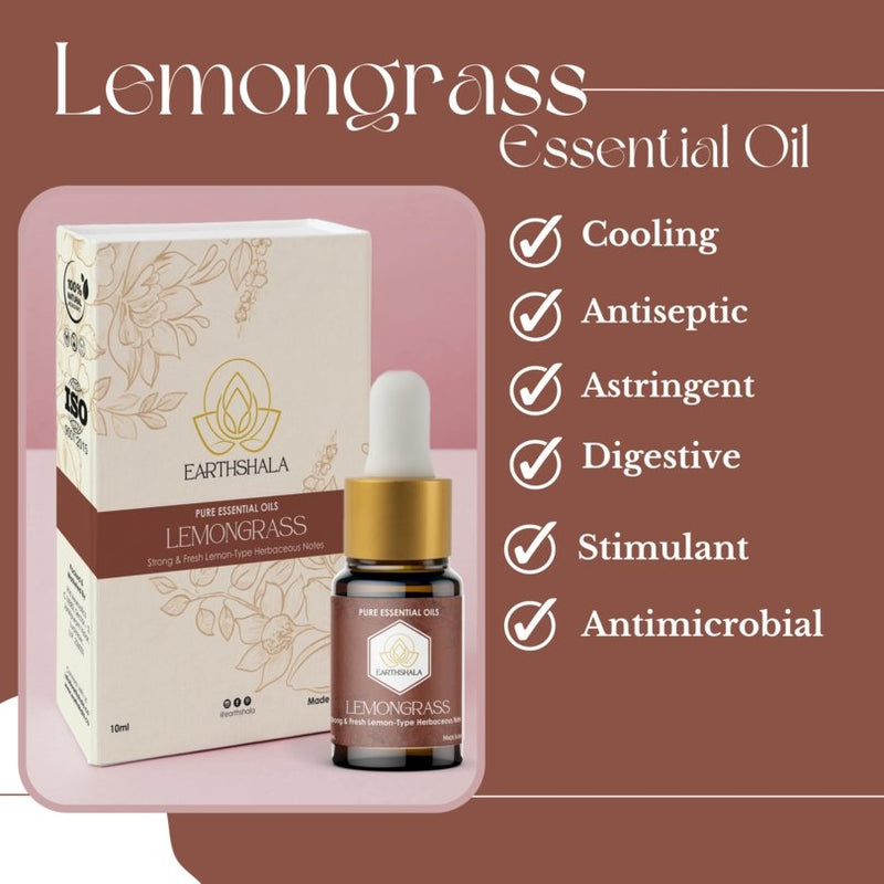 Buy Lemongrass Essential Oil 10ml: Stress Relief, Anxiety & Mood Boost | Shop Verified Sustainable Essential Oils on Brown Living™