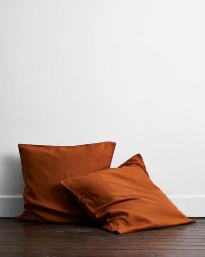 Pure Linen Cushion Cover | Set of 2 |Cinnamon Brown | Verified Sustainable by Brown Living™