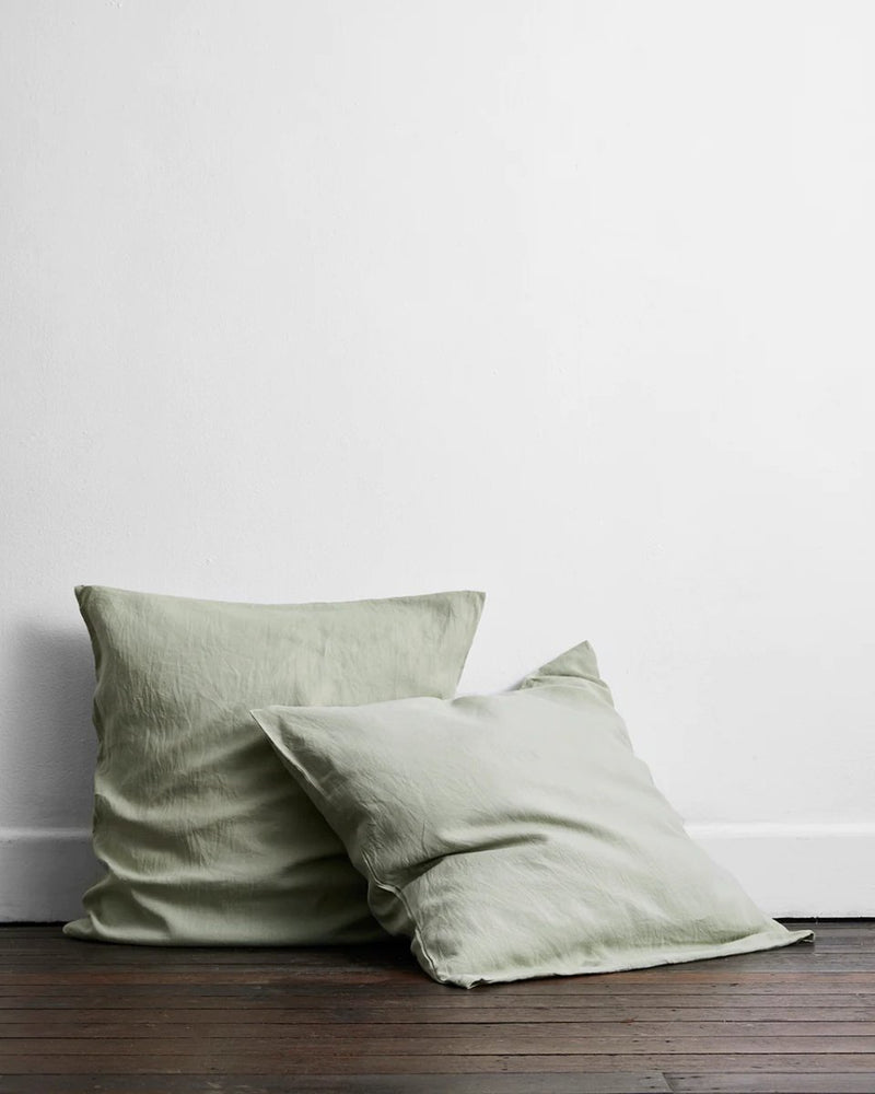 Buy Pure Linen Cushion Cover | Set of 2 |Sage Green | Shop Verified Sustainable Covers & Inserts on Brown Living™