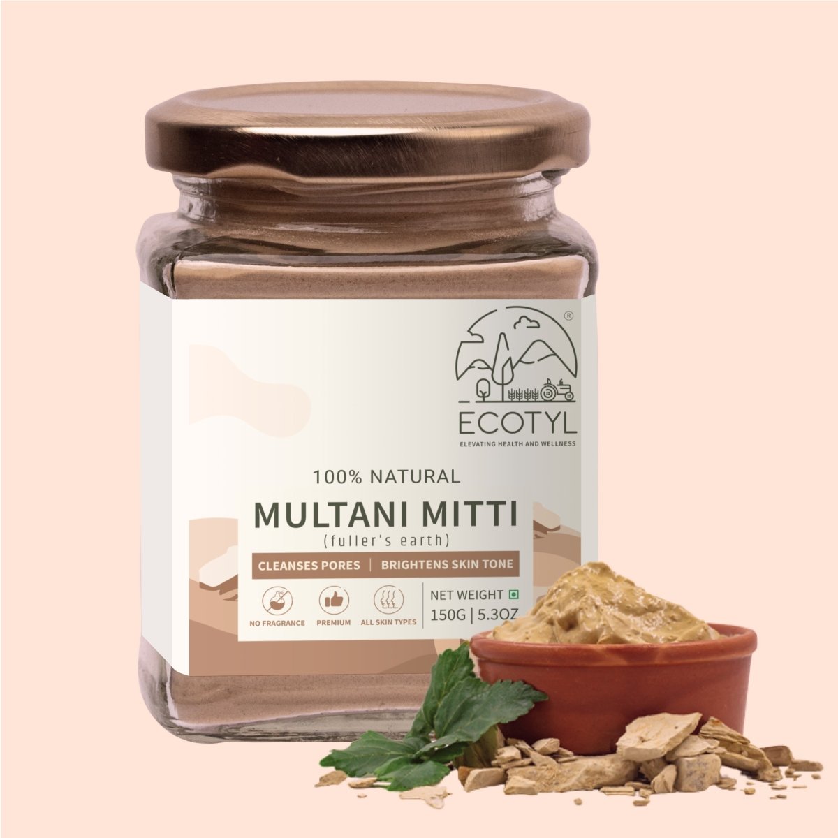 Pure Multani Mitti Face Pack for Exfoliation & Clear Skin - 150g | Verified Sustainable by Brown Living™