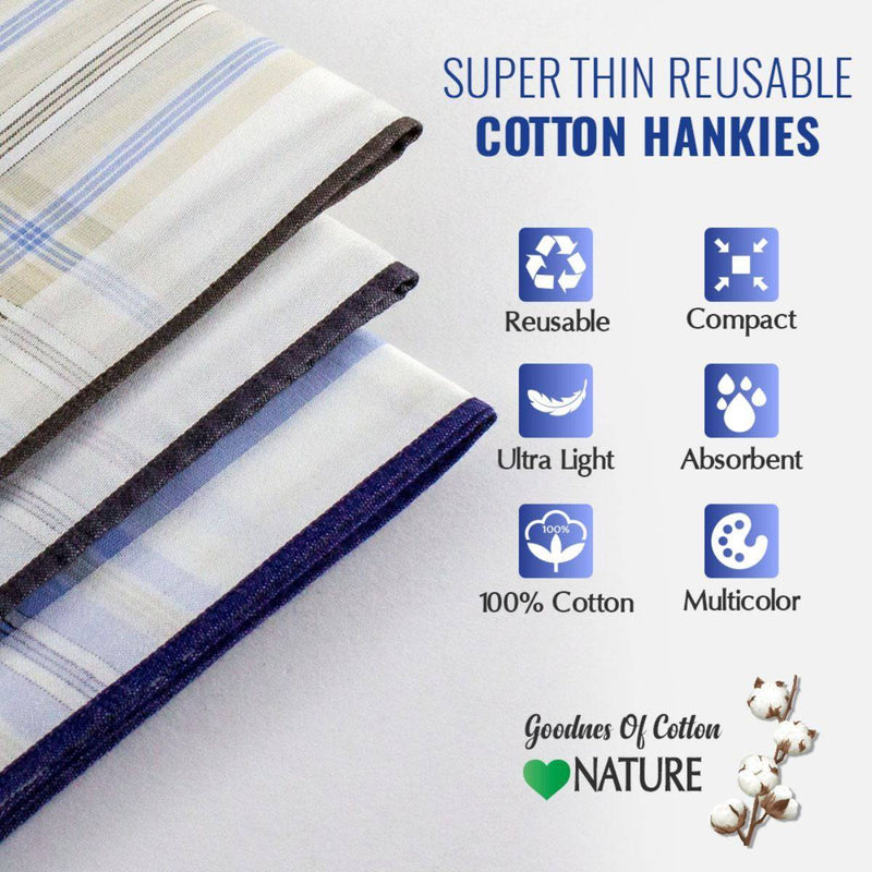 Buy Pure Premium Cotton Handkerchief With Colored Stripes - Pack Of 6 | Shop Verified Sustainable Products on Brown Living