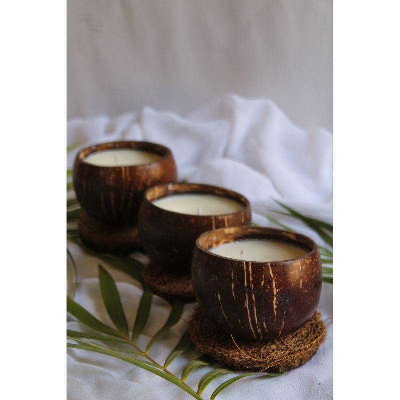 Buy Pure Soy Wax - Ivory Musk Aromatic Candle in Reusable Coconut Shell & Cotton Wick | Shop Verified Sustainable Candles & Fragrances on Brown Living™