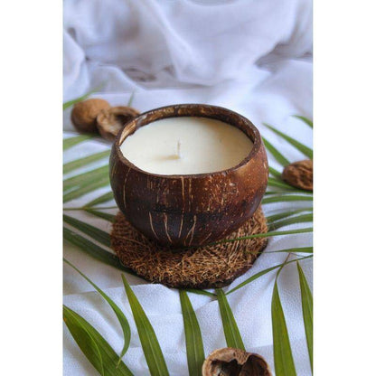 Pure Soy Wax - Night Jasmin Aromatic Candle in Reusable Coconut Shell & Cotton Wick | Verified Sustainable by Brown Living™