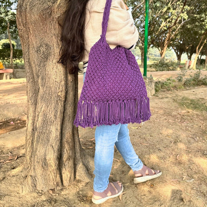 Purple Hobo Handmade Bag | Verified Sustainable by Brown Living™