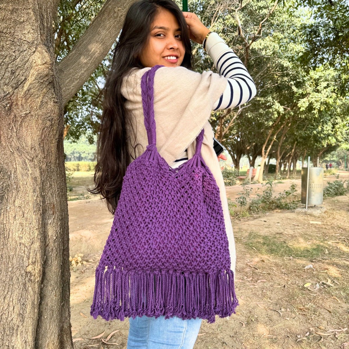 Purple Hobo Handmade Bag | Verified Sustainable by Brown Living™