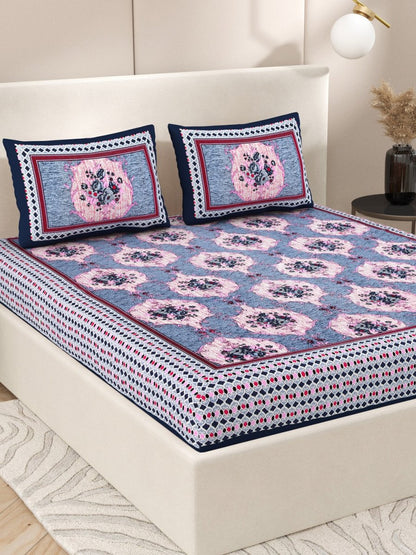 Purple Interiors Hand Block Printed Cotton Queen Size Bedding Set | Verified Sustainable by Brown Living™