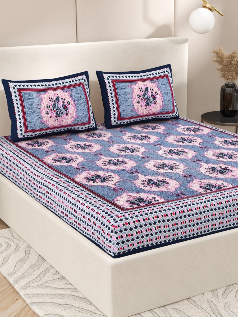 Purple Interiors Hand Block Printed Cotton Queen Size Bedding Set | Verified Sustainable by Brown Living™