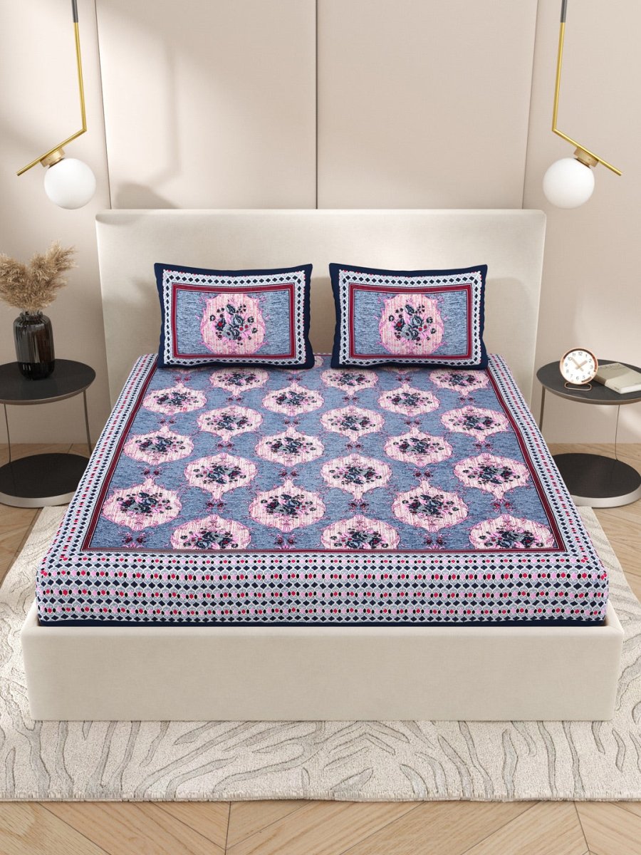 Purple Interiors Hand Block Printed Cotton Queen Size Bedding Set | Verified Sustainable by Brown Living™