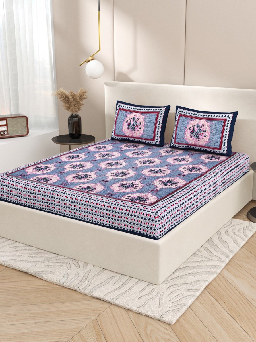 Purple Interiors Hand Block Printed Cotton Queen Size Bedding Set | Verified Sustainable by Brown Living™