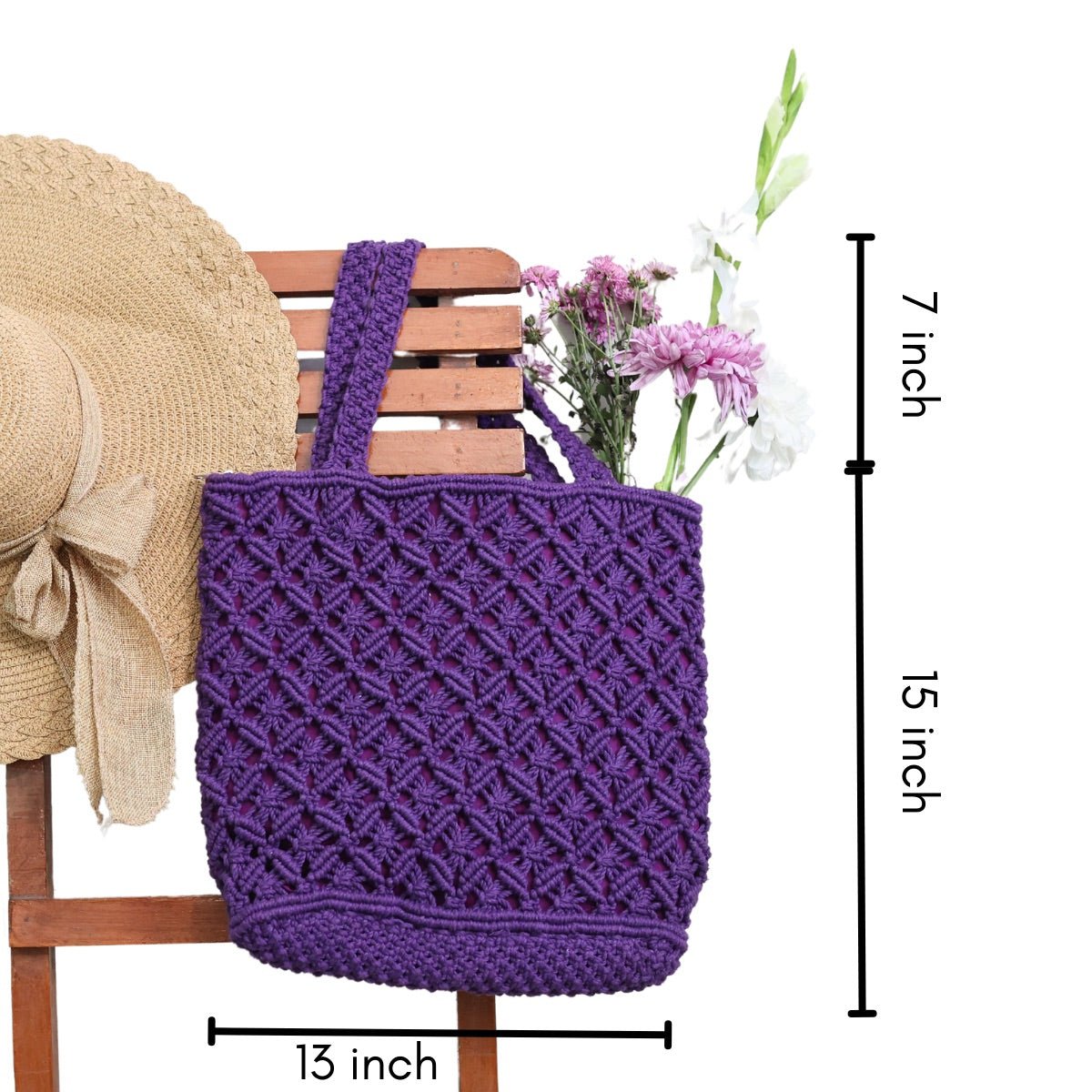 Purple Macrame Tote Bag | Verified Sustainable by Brown Living™