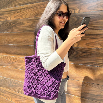 Purple Macrame Tote Bag | Verified Sustainable by Brown Living™