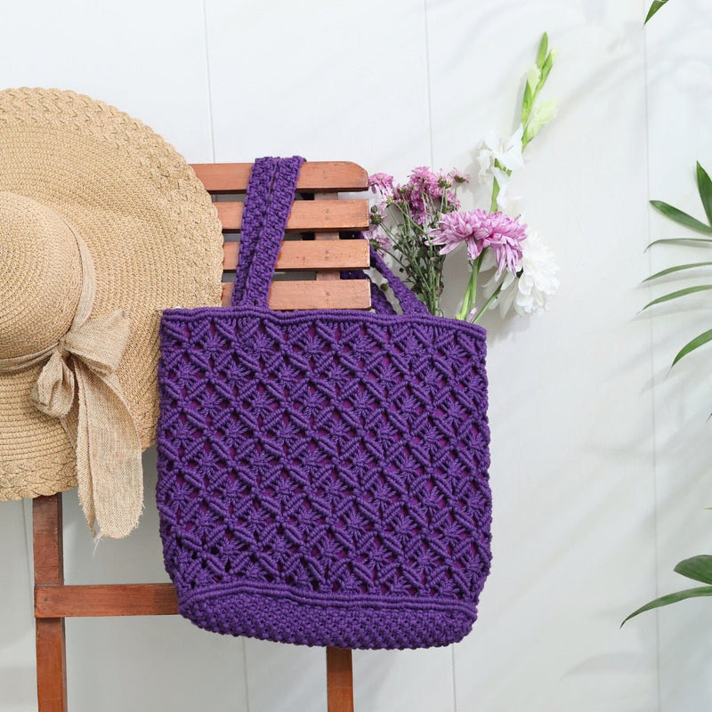 Purple Macrame Tote Bag | Verified Sustainable Bags on Brown Living™