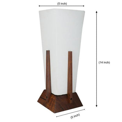 Wooden Table Lamp for Bedroom | Home Decorative (Brown - 14'' Inch x 14" inch) – Lamps & Lighting on Brown Living™. SKU: LMP - 007. Img 5.
