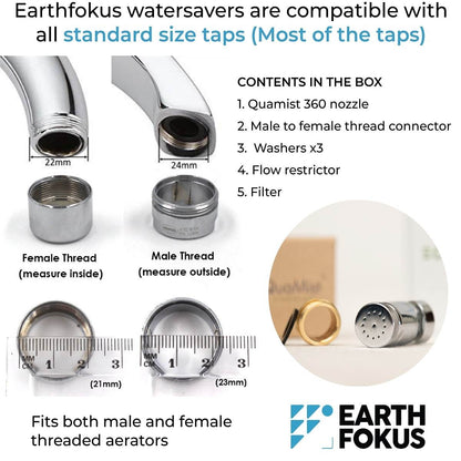 Quamist 360 Dual - Mode Water - Saving Nozzle For Standard Size Tap | Verified Sustainable by Brown Living™