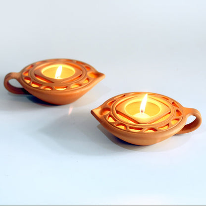 Queen Diya Candle Holder - Set Of 2 with Free 2 Soywax Candles | Verified Sustainable by Brown Living™