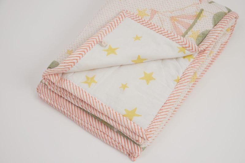 Buy Quilt - I Am Going To The Circus - Peach | Shop Verified Sustainable Bed Linens on Brown Living™