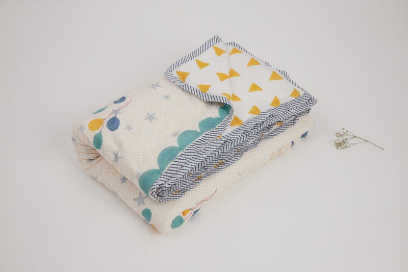 Buy Quilt - I Am Going To The Circus - Teal | Shop Verified Sustainable Bed Linens on Brown Living™