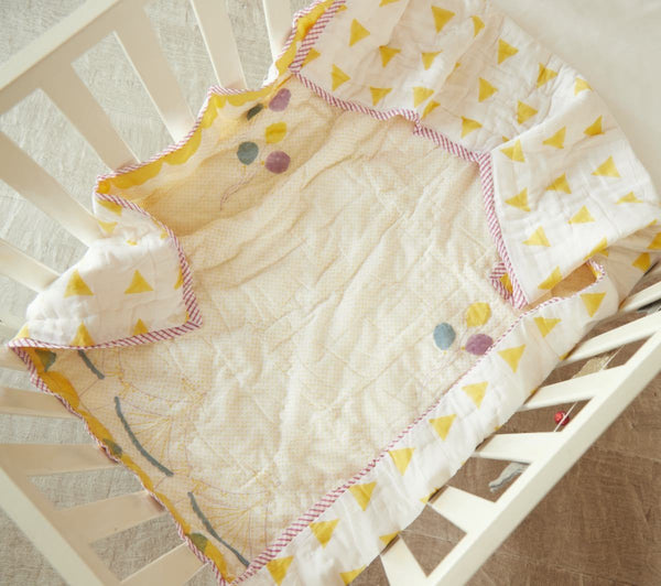 Buy Quilt - I Am Going To The Circus - Yellow | Shop Verified Sustainable Bed Linens on Brown Living™